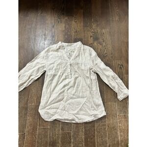 Malvin Love Linen Hamburg Germany 100% Linen Tunic Top Womens Small Off White